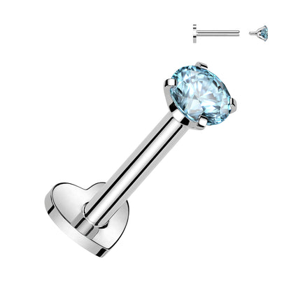 Heart Base Reversible Labret with Prong Set CZ Top