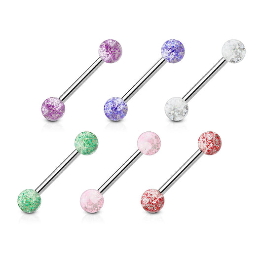 Assorted Acrylic Color Ultra Glitter Ball Barbell