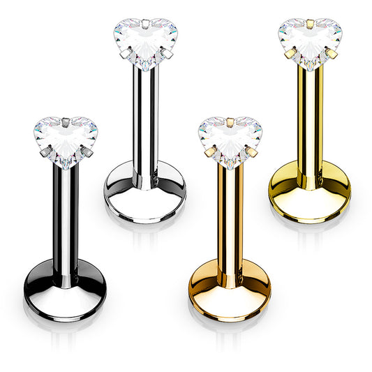 Heart Prong Top Gem Labret