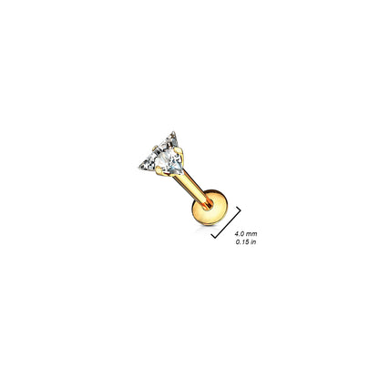 Triangle CZ Prong Set Labret, Flat Back Studs