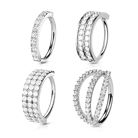 Triple Lined Micro Set CZ Bendable Hoop Cuff