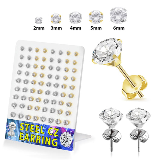 Clear Cubic Zirconia stone Ear studs