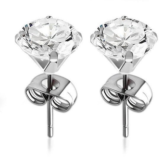 Clear Cubic Zirconia stone Ear studs