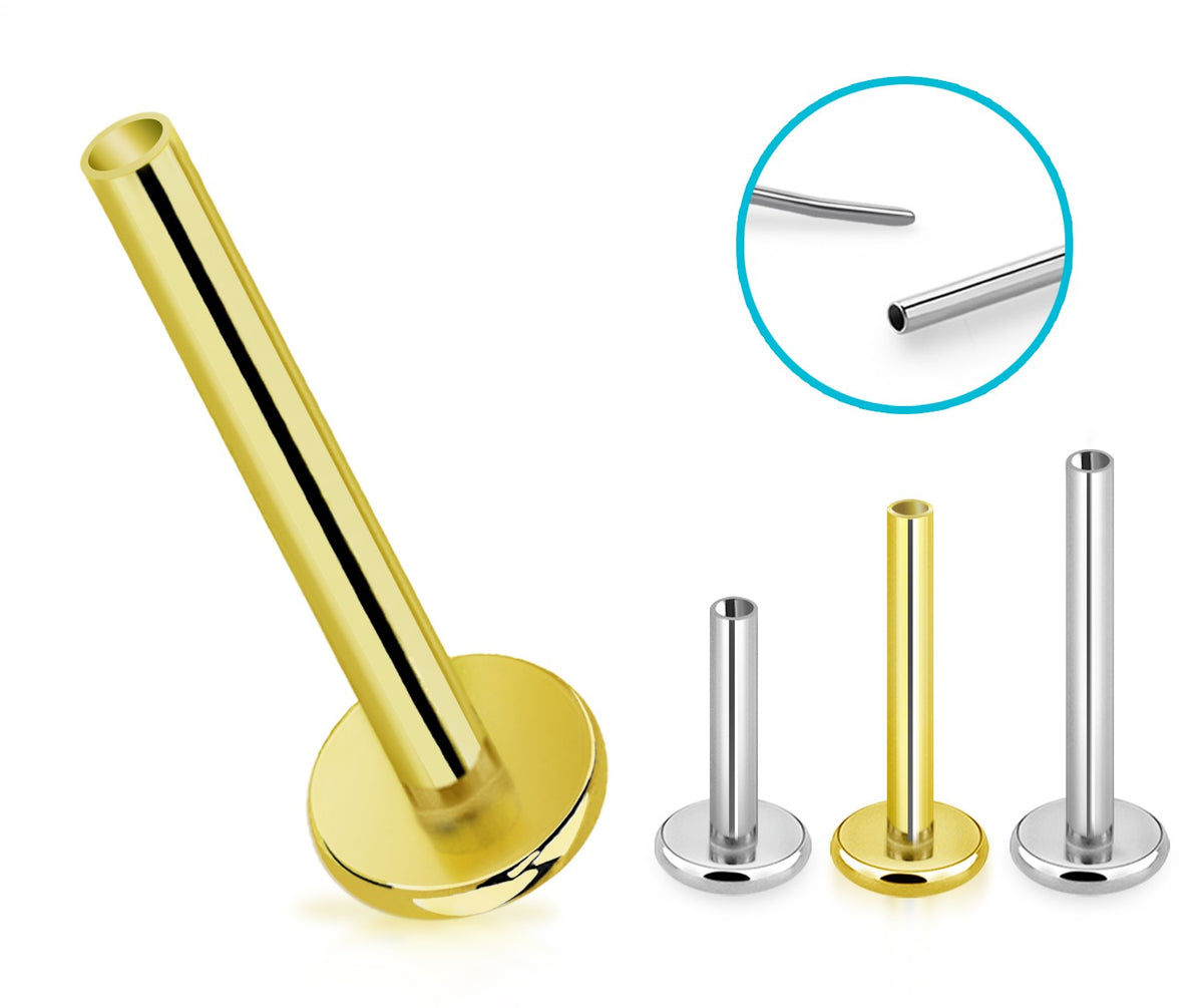 16g Titanium Threadless Push In Flat Back Stud Labret Post